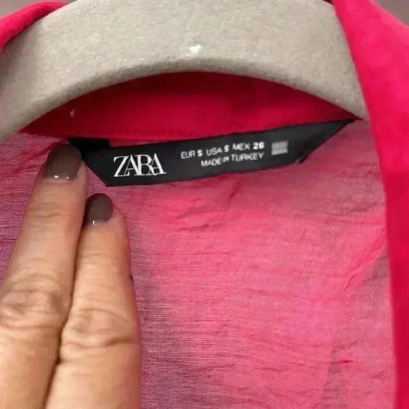 Zara Hot Pink Tie Front Wrap Top Size Small - Picture 7 of 9